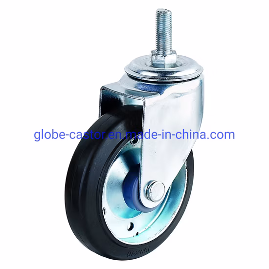 Schwarzes, robustes Industrie-Gummilenkrad mit Stahlkern